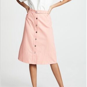 Elizabeth and James Peach Salmon Light Pink Merrit Button Front Midi Skirt